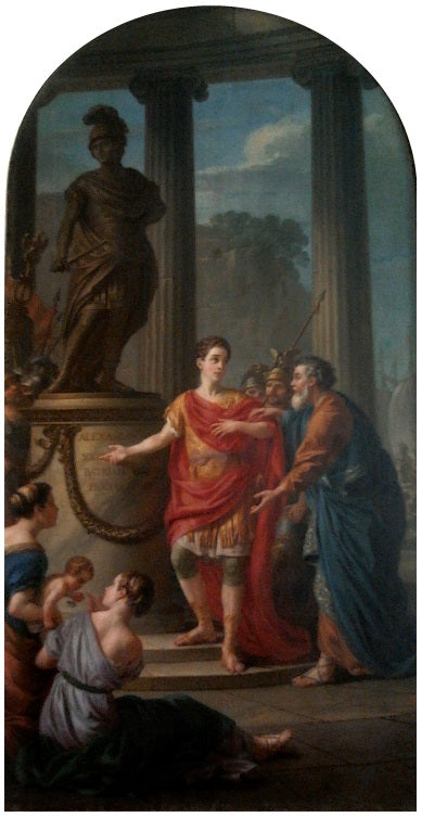 César face à la statue d'Alexandre. - Joseph-Marie Vien