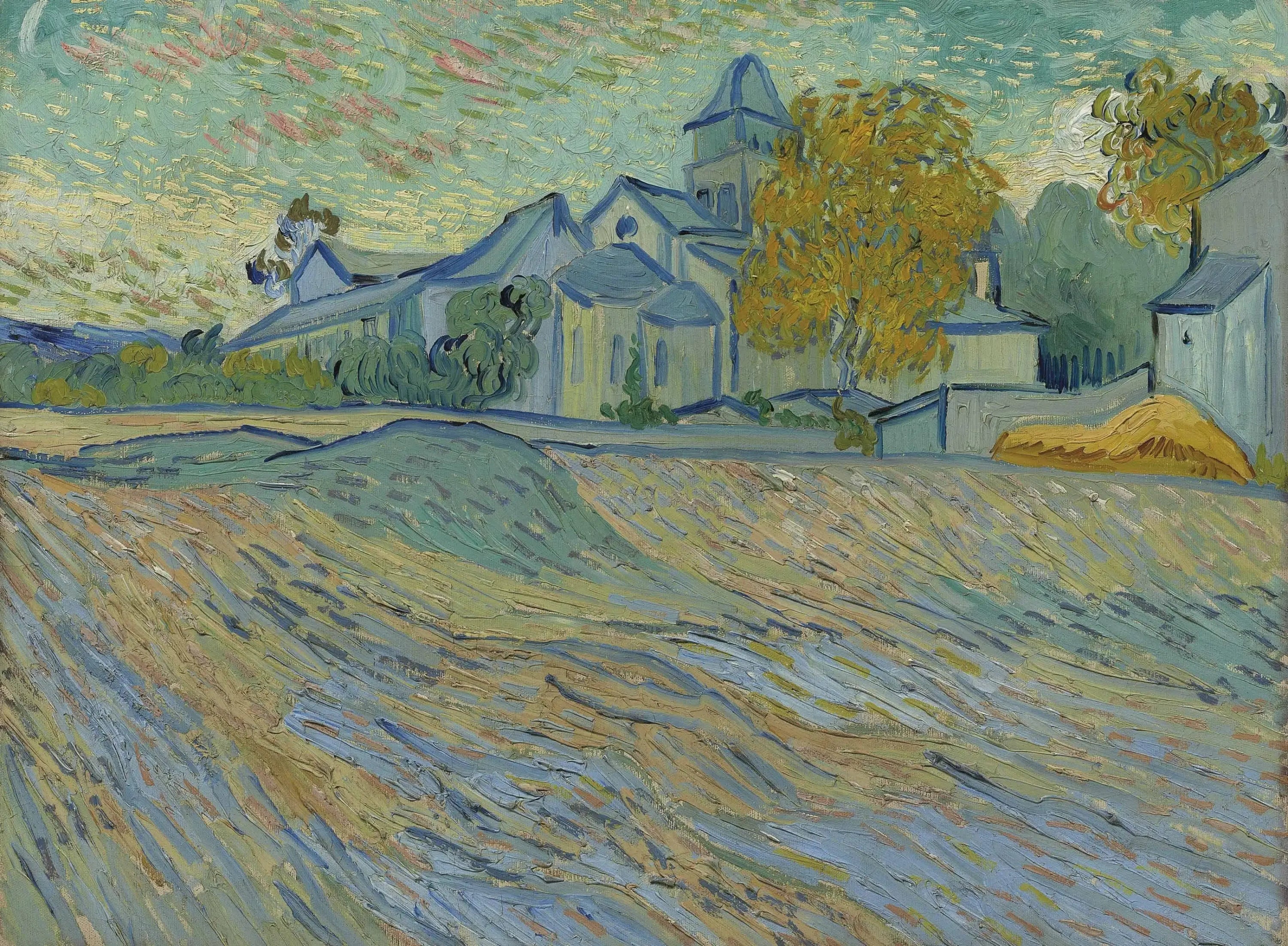 Reproduction du tableau « Vue de l'asile et de la Chapelle de Saint-Rémy - Vincent van Gogh » par Alpha Reproduction en peinture à l’huile