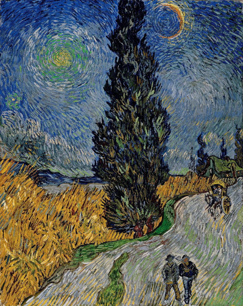 Cesta s cypřišem a hvězdou - Vincent van Gogh