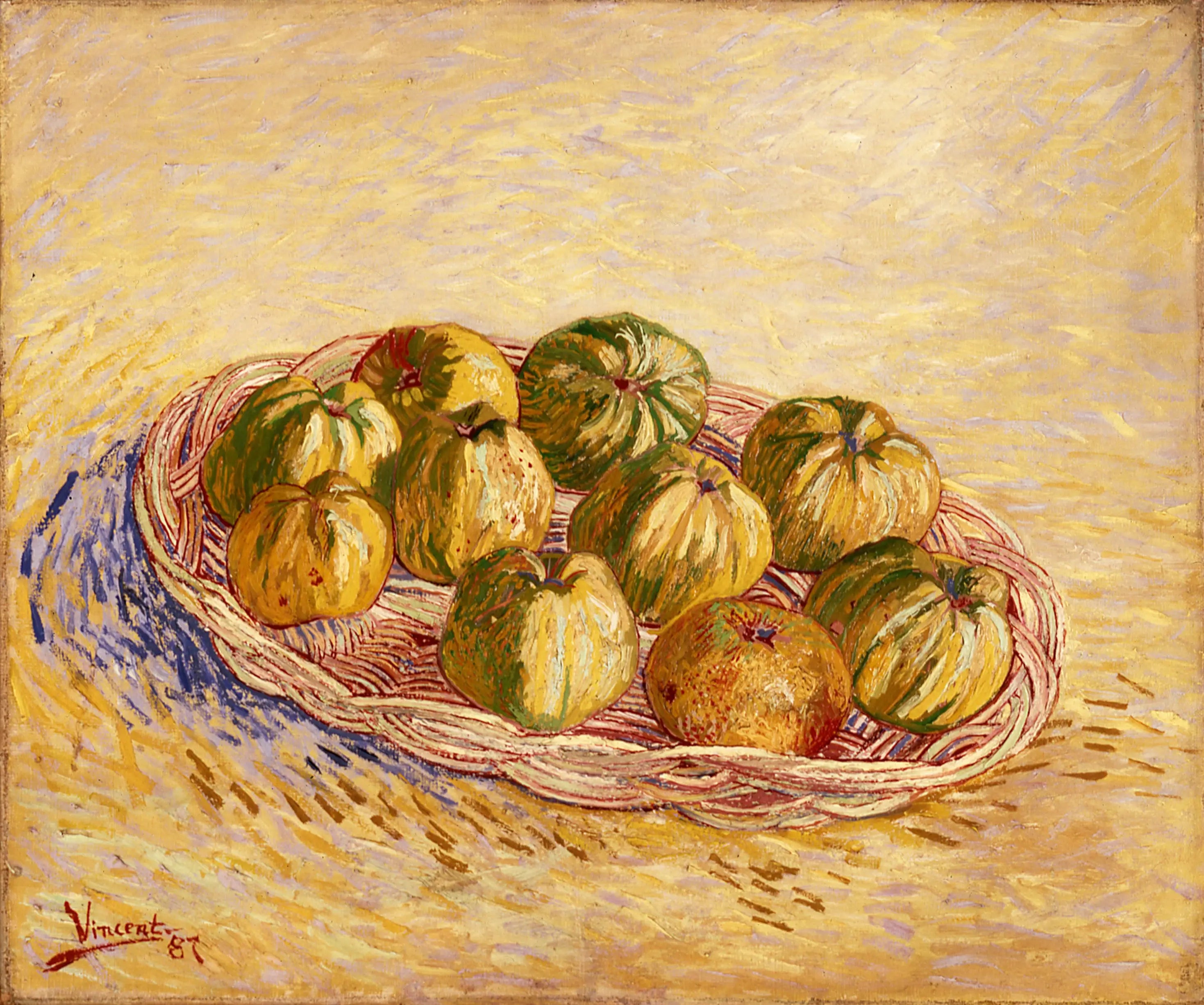 Reproduction du tableau « Nature morte, panier de pommes - Vincent van Gogh » par Alpha Reproduction en peinture à l’huile