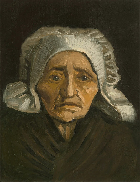 👵 Hlava venkovanky s bílou čepicí – Vincent van Gogh (1884)
