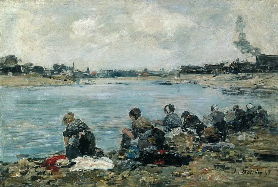 Reproduction du tableau « Laveuses au bord de la Touques - Eugène Boudin » par Alpha Reproduction en peinture à l’huile