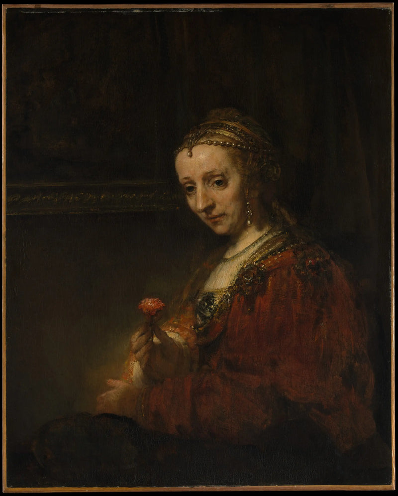 Žena s růží - Rembrandt
