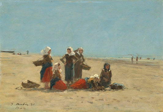 🏖 Ženy na pláži v Bercku – Eugène Boudin (1881)