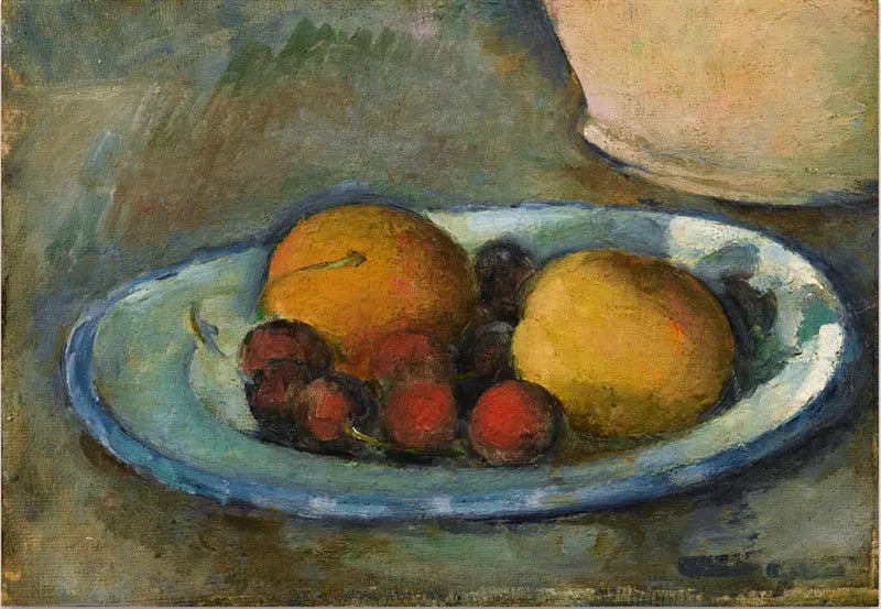 Meruňky a třešně na talíři - Paul Cézanne