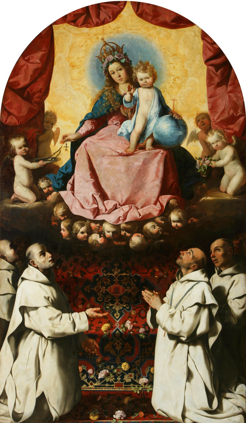 Uctívání Panny Marie růžencové od chartreziánů. - Francisco de Zurbarán