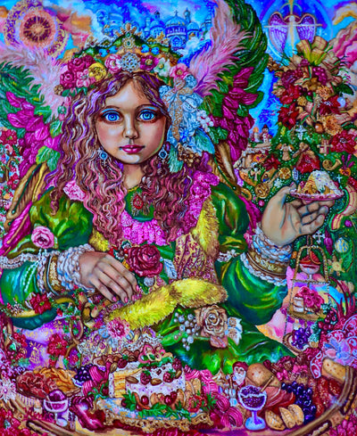 An angel at Christmas dinner - Yumi Sugai Reproductions de tableaux à la peinture à l’huile