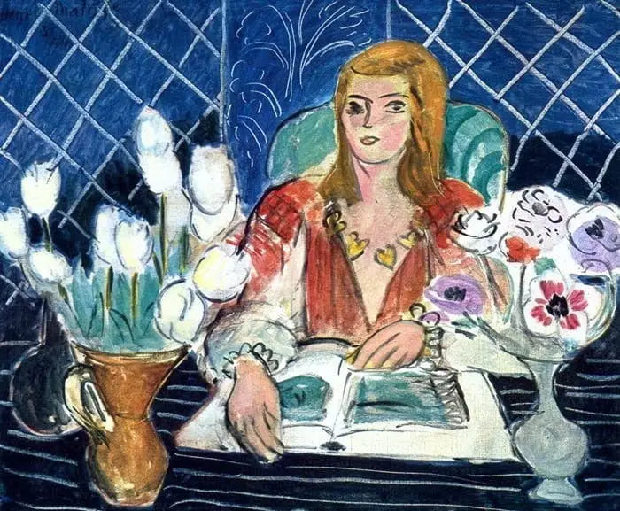 Annelies, bílé tulipány a anemony - Henri Matisse