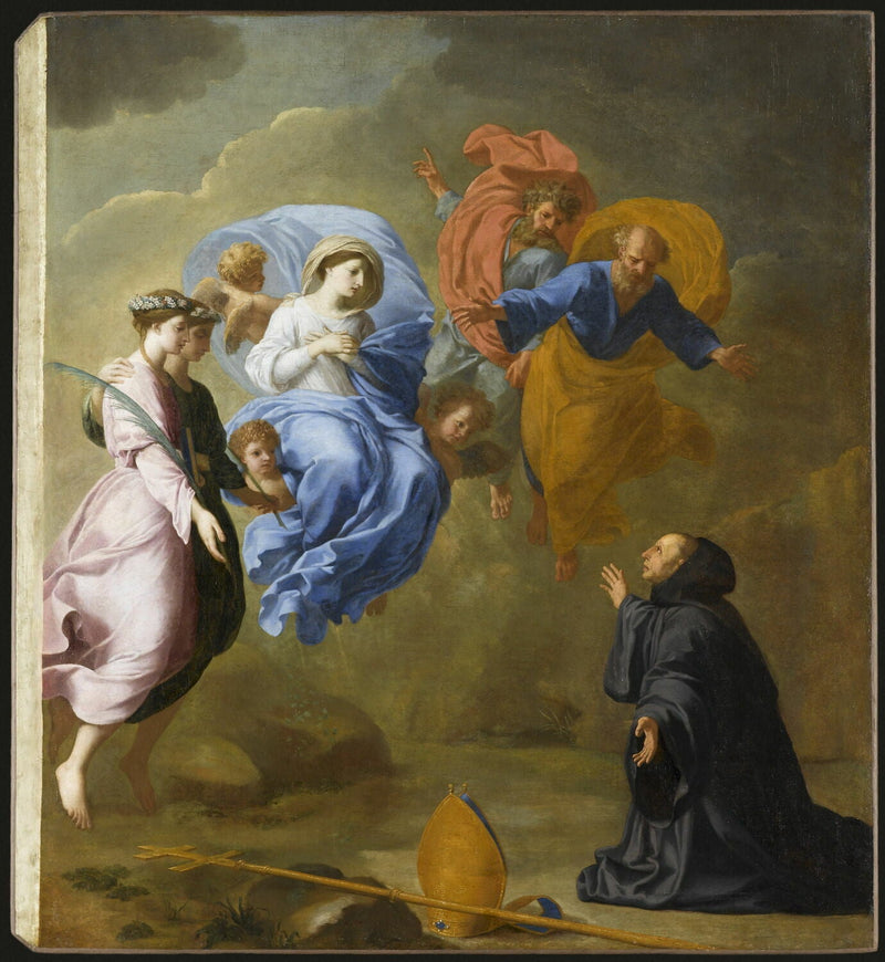 Zjevení Panny Marie doprovázené svatou Anežkou a svatou Thérèse u svatého Martina - Eustache Le Sueur