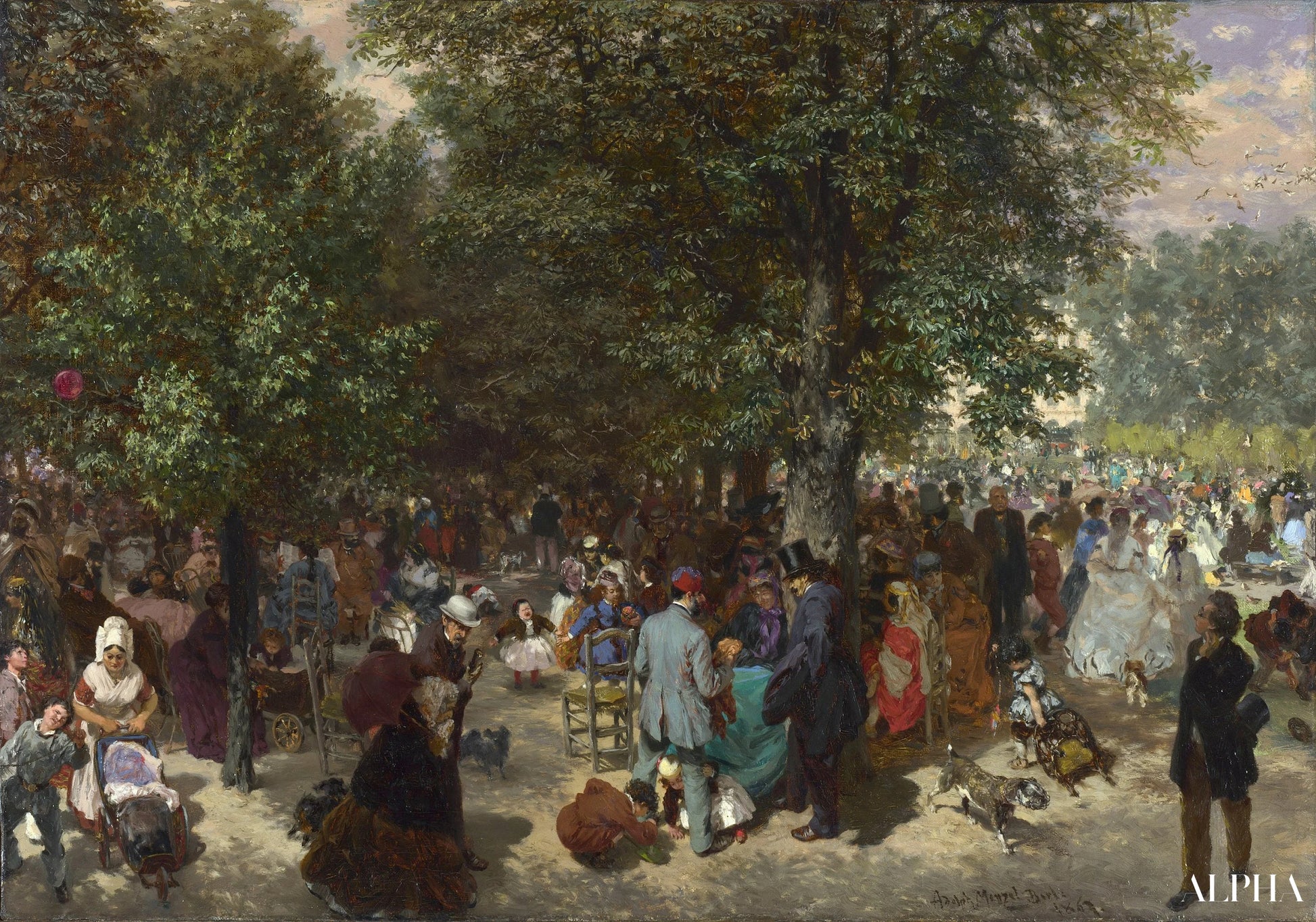 Reproduction du tableau « Après-midi dans les jardins des Tuileries - Adolph von Menzel » par Alpha Reproduction en peinture à l’huile