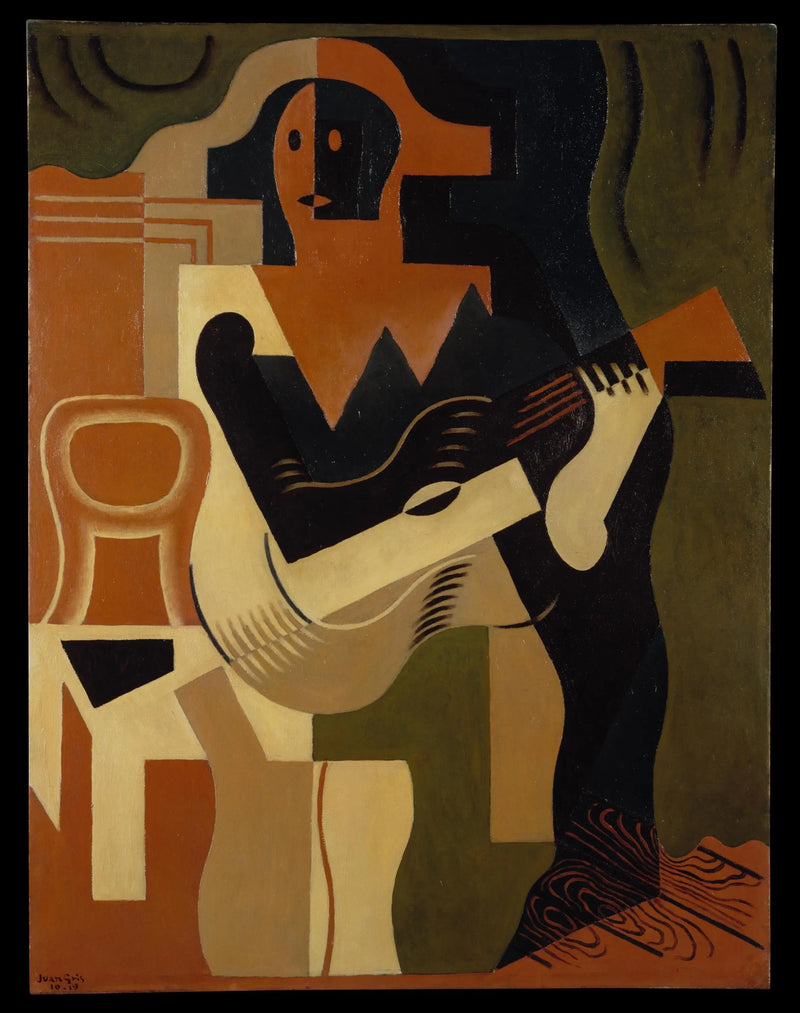 Arlequin sedící s kytarou - Juan Gris