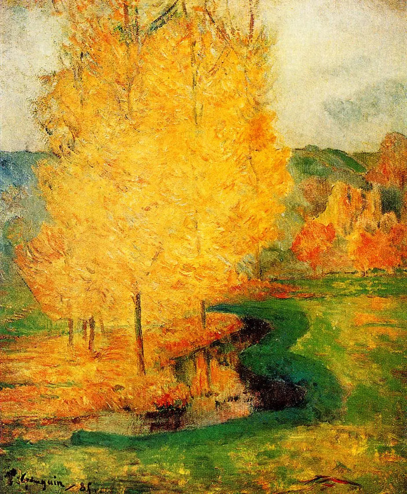 Na břehu potoka, podzim - Paul Gauguin