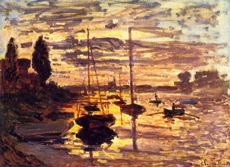 V Petit-Gennevilliers, západ slunce - Claude Monet
