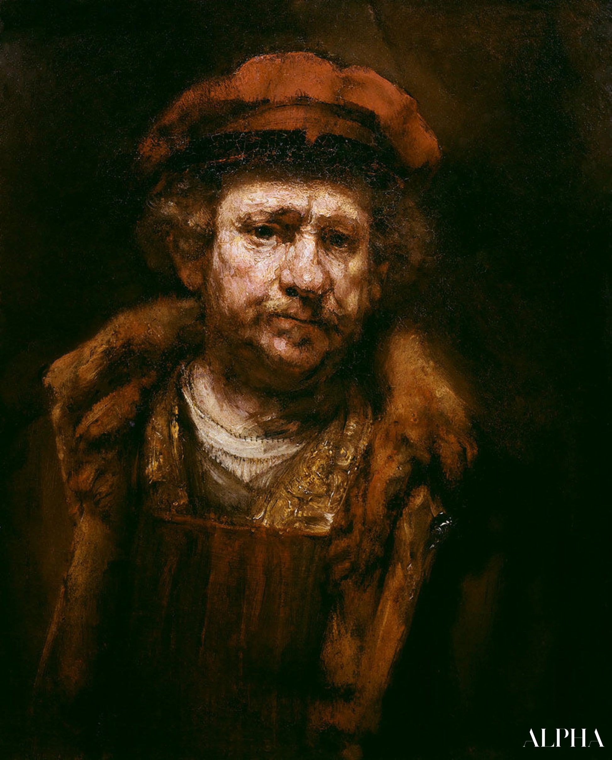 Autoportrait avec un bonnet rouge - Rembrandt van Rijn - Reproductions de tableaux et peintures haut de gamme
