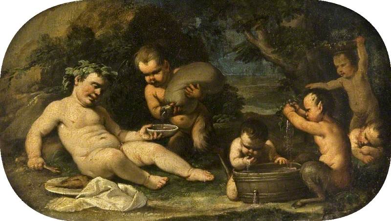 Bacchus a fauni kojenci - Luca Giordano