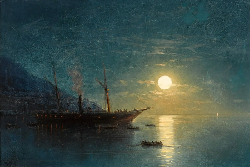 Parní loď za nocí s měsíčním svitem - Ivan Aïvazovski