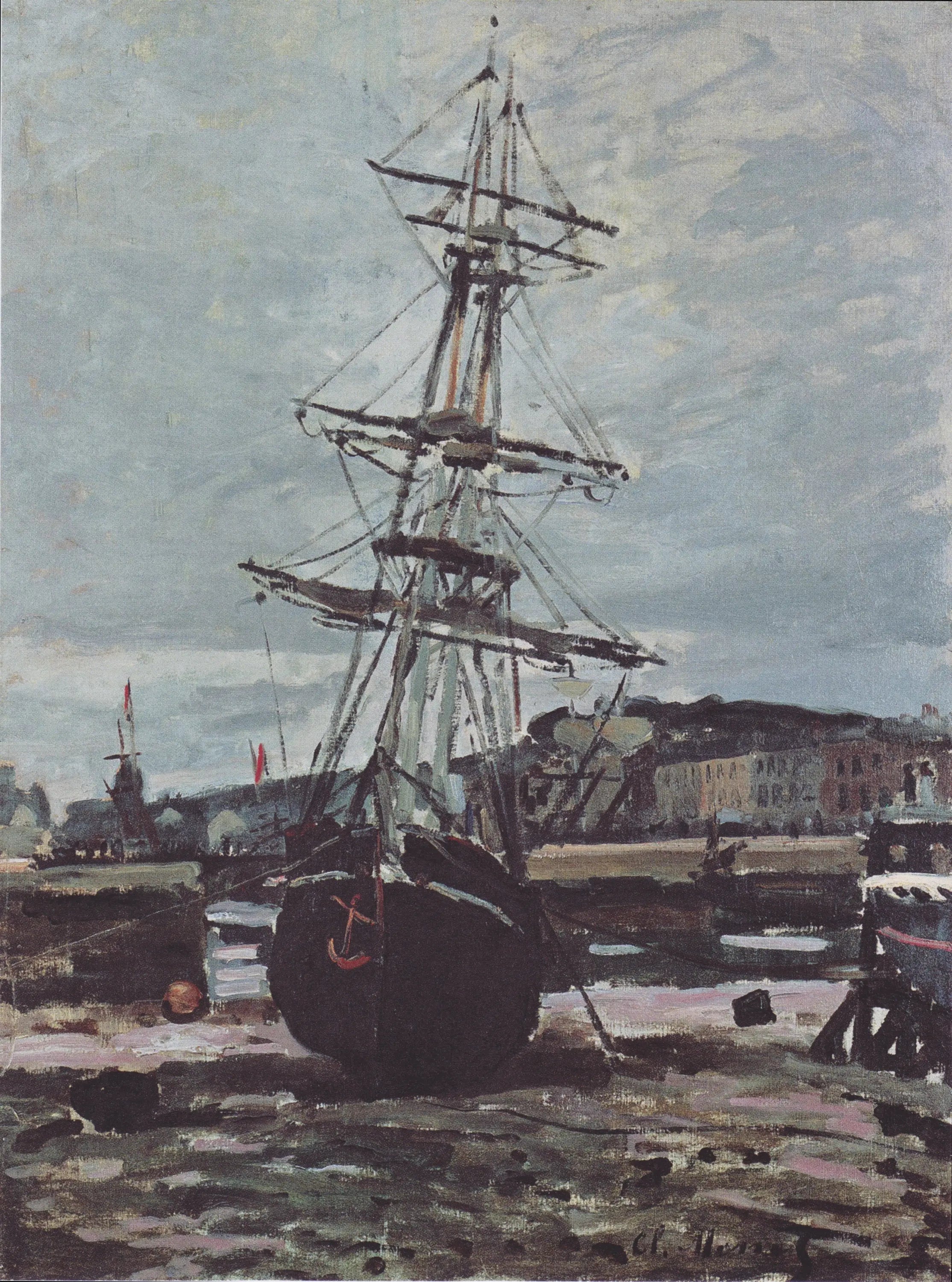 Reproduction du tableau « Bateau échoué à Fécamp - Claude Monet » par Alpha Reproduction en peinture à l’huile