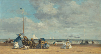🌊 Pláž v Trouville – Eugène Boudin (60. léta 19. století)