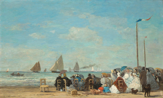 🏖️ Plážová scéna v Trouville – Eugène Boudin (1863)
