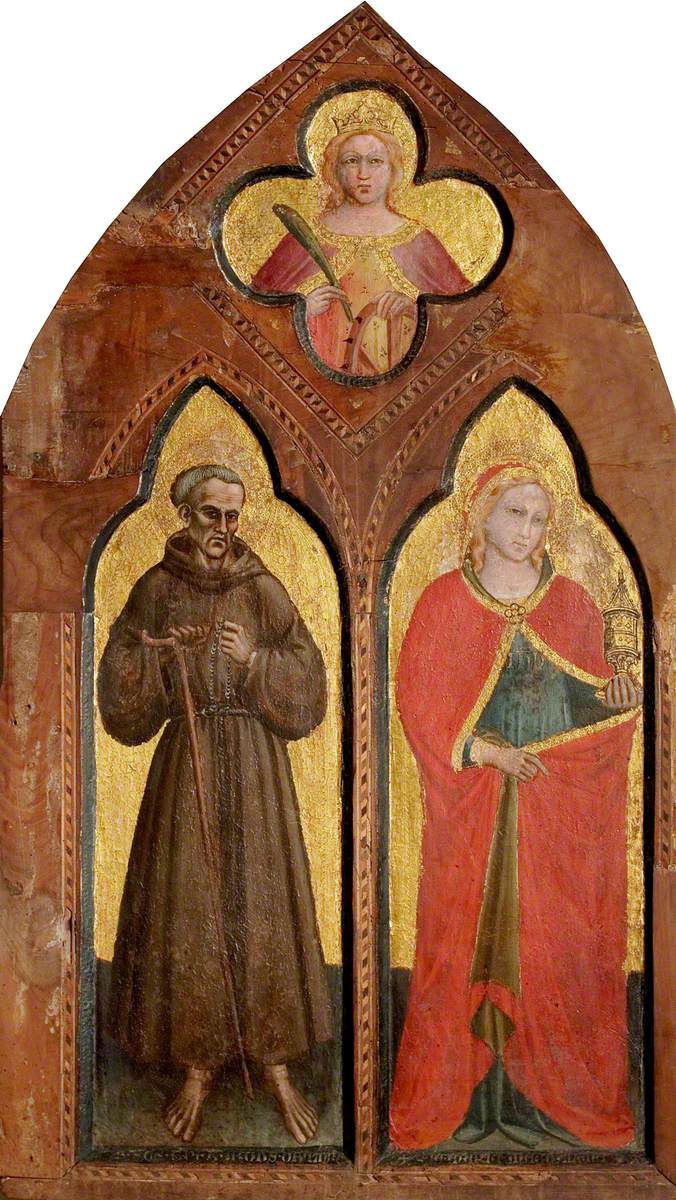 Blahoslavený Gerhard z Villamagny a svatá Marie Magdaléna se svatou Kateřinou Alexandrijskou - Spinello Aretino