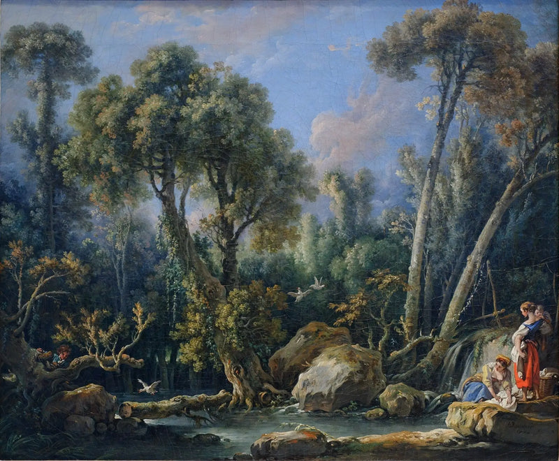 Čistící děvčata v krajině - François Boucher