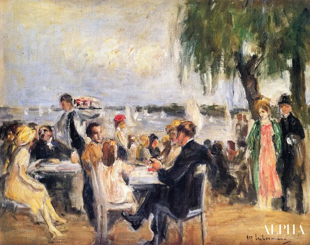 Café terrace à l'Elbe - Max Liebermann - Reproductions de tableaux et peintures haut de gamme