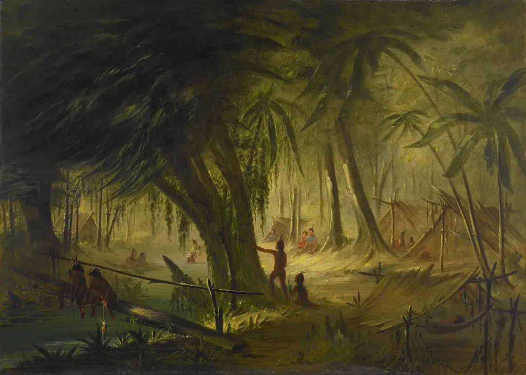 Campement indien - George Catlin - Alpha Reproduction