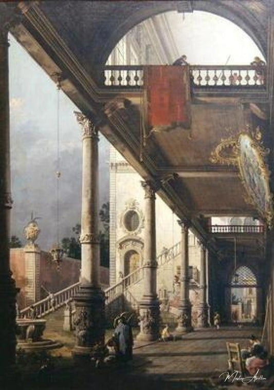 Capriccio d'une colonnade, 1765 (huile sur toile) - Giovanni Antonio Canal - Reproductions de tableaux et peintures haut de gamme