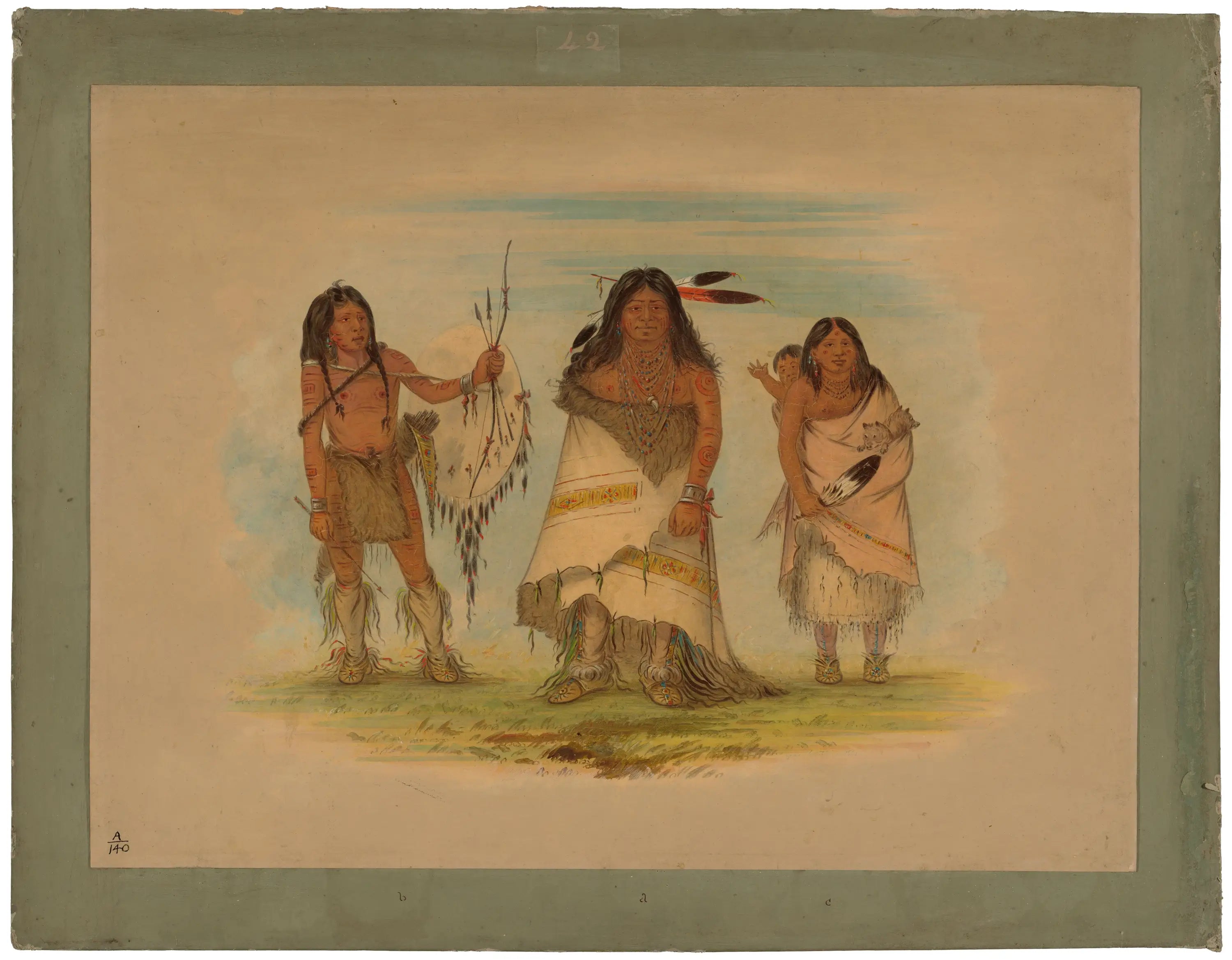 Chef camanchee sa femme et un guerrier - George Catlin - Alpha Reproduction