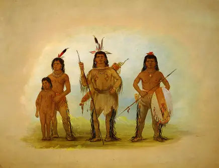 Chef de Spokan deux guerriers et un garçon - George Catlin - Alpha Reproduction
