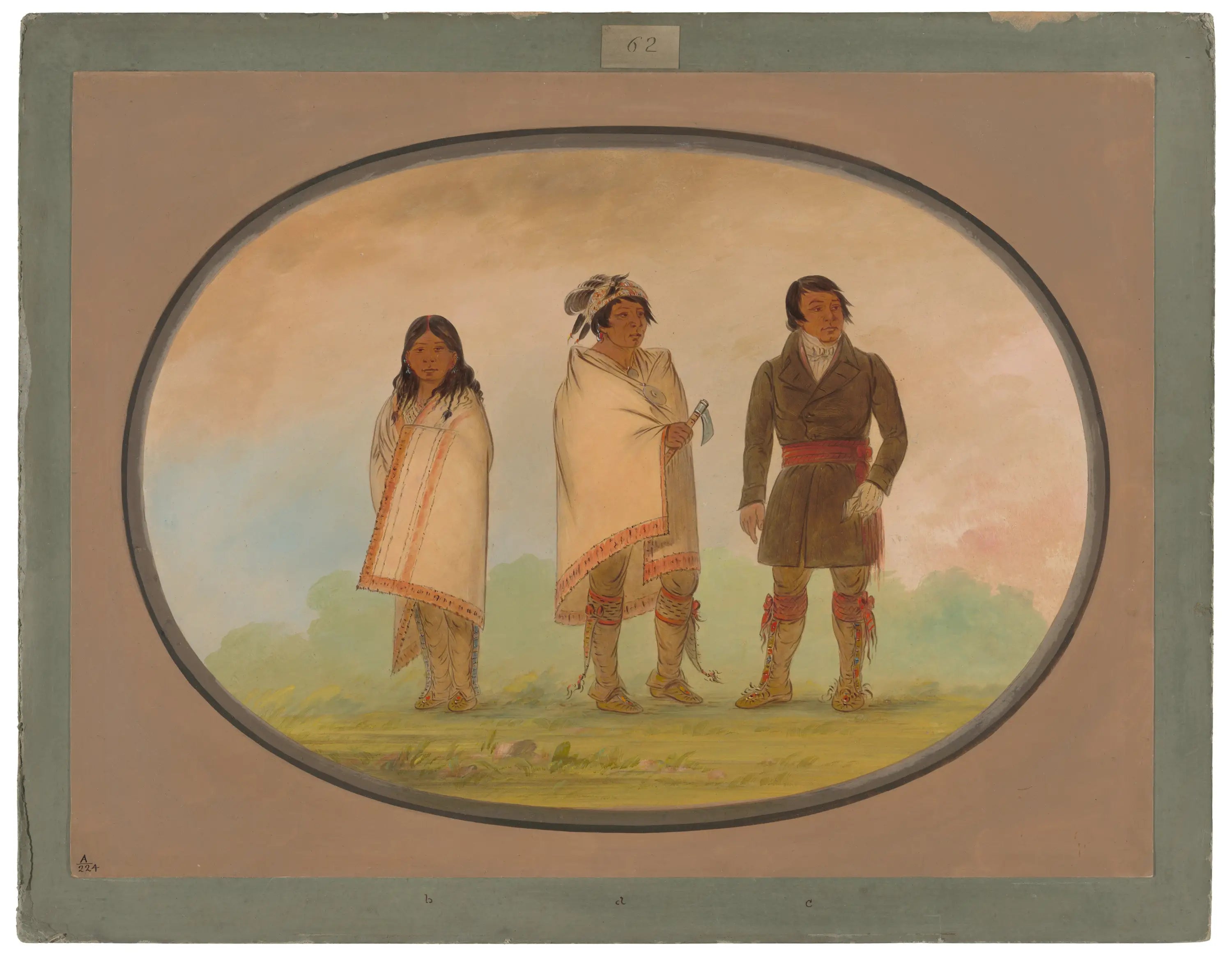 Chef Oneida sa sœur et un missionnaire - George Catlin - Alpha Reproduction