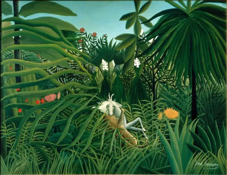 Kůň napadený jaguárem - Henri Rousseau