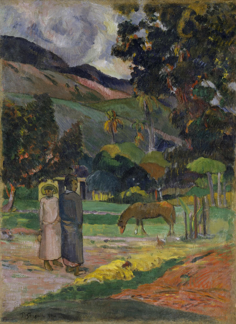 Kůň na pastvině - Paul Gauguin