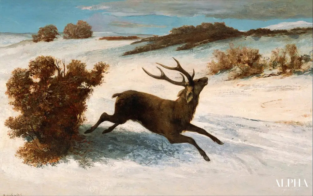 Chevreuil courant dans la neige - Gustave Courbet - Reproductions de tableaux et peintures haut de gamme