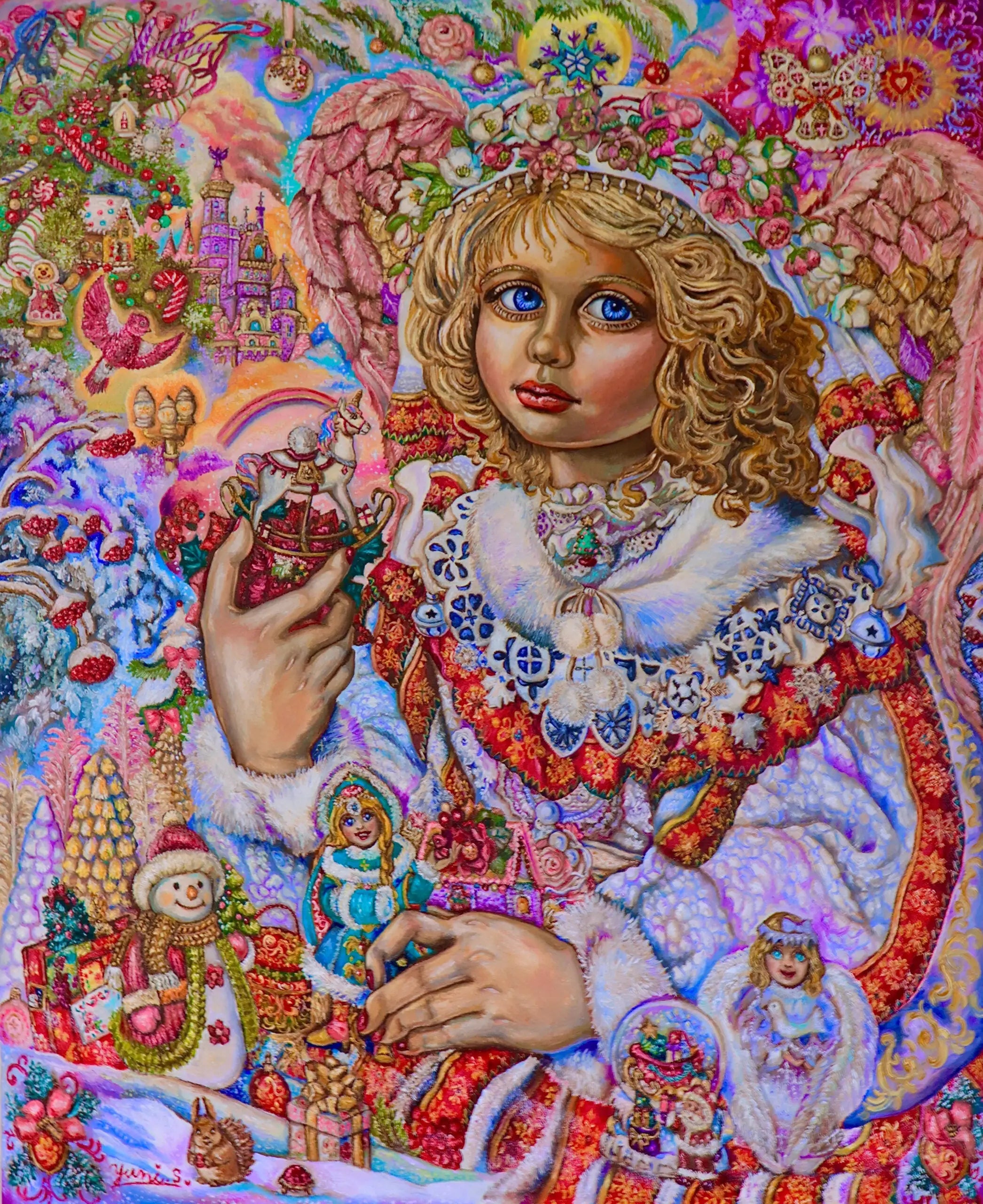 Christmas toy angel - Yumi Sugai Reproductions de tableaux à la peinture à l’huile
