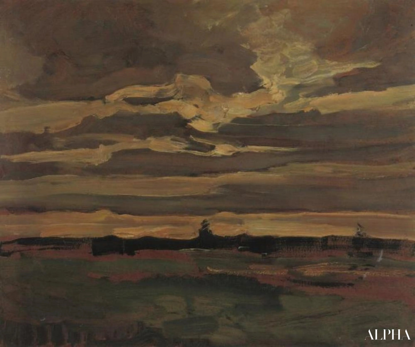 Ciel du soir avec nuage lumineux - Mondrian - Reproductions de tableaux et peintures haut de gamme