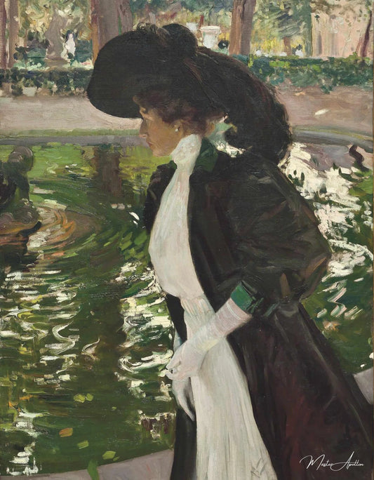 Clotilde dans les gouttières de la Granja - Sorolla - Reproductions de tableaux et peintures haut de gamme