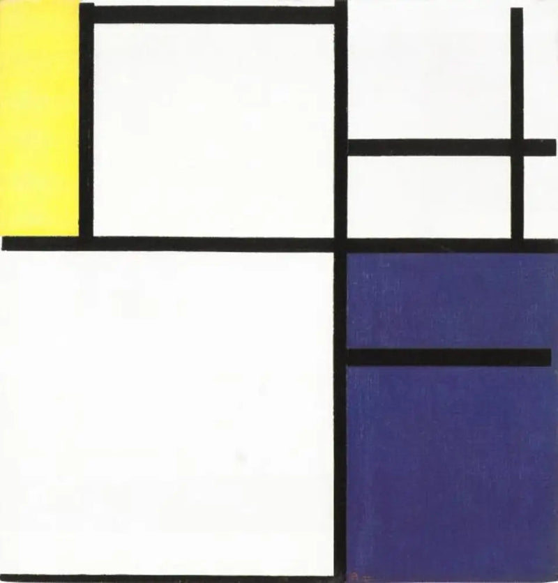 Kompozice se žlutou, modrou a modro-bílou - Piet Mondrian