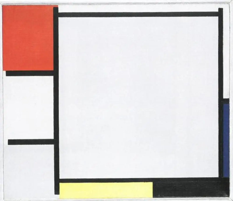 Kompozice s červenou, modrou, žlutou, černou a šedou - Piet Mondrian