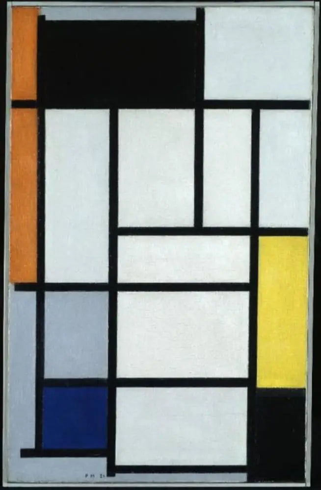 Kompozice s červenou, černou, žlutou, modrou a šedou - Piet Mondrian