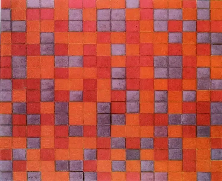 Kompozice Damier, Tmavé barvy - Piet Mondrian