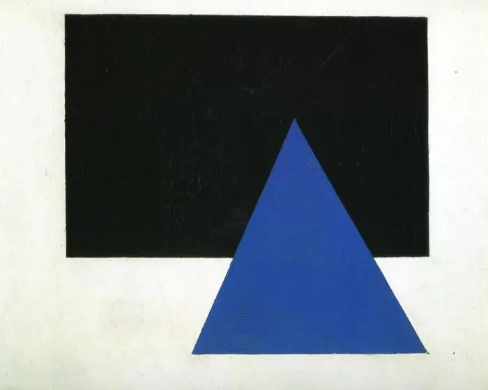 Suprematistická kompozice s modrým trojúhelníkem a černým obdélníkem - Kazimir Malevich