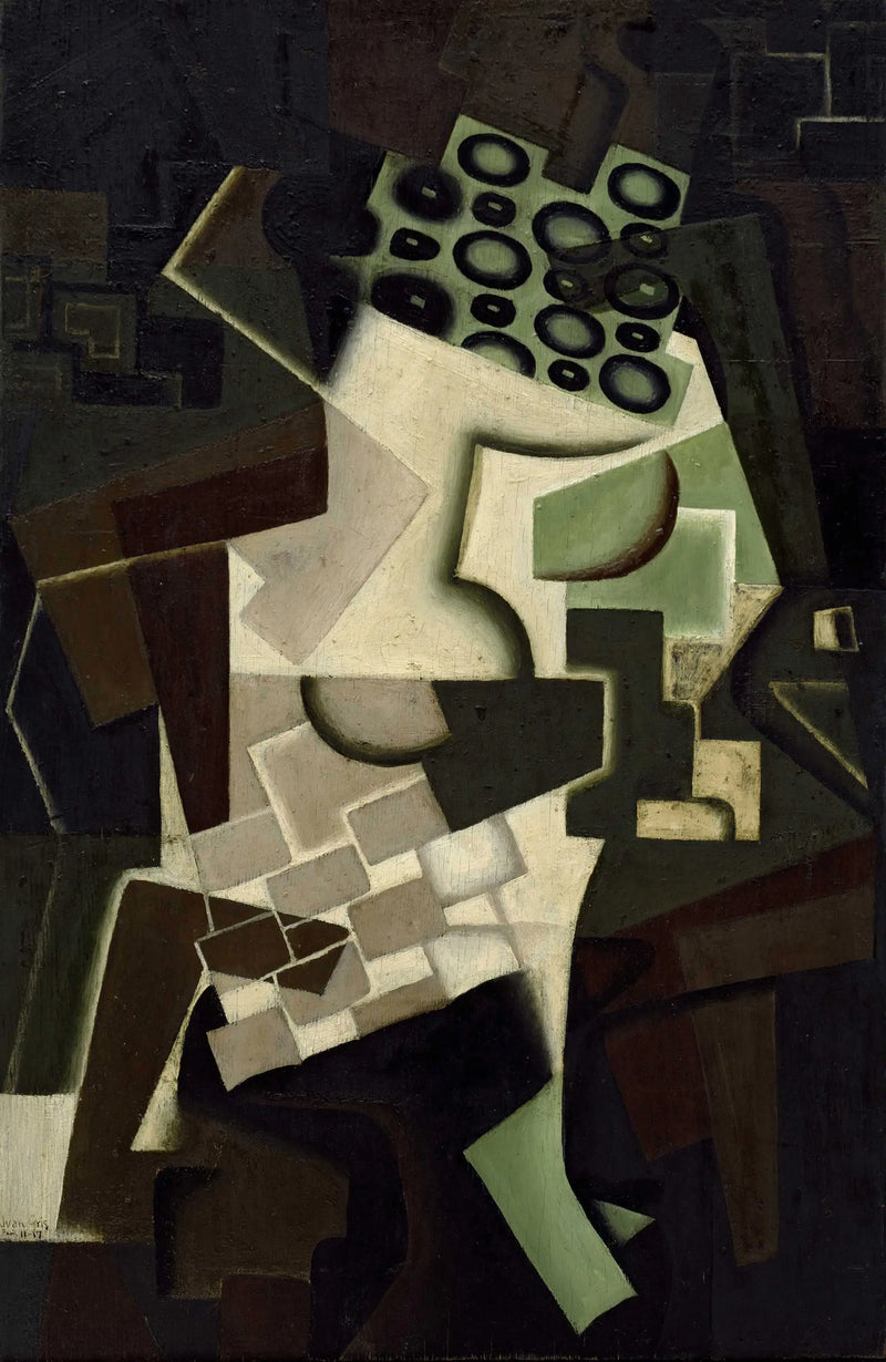 Miska na kompot a ubrus s kostkami - Juan Gris