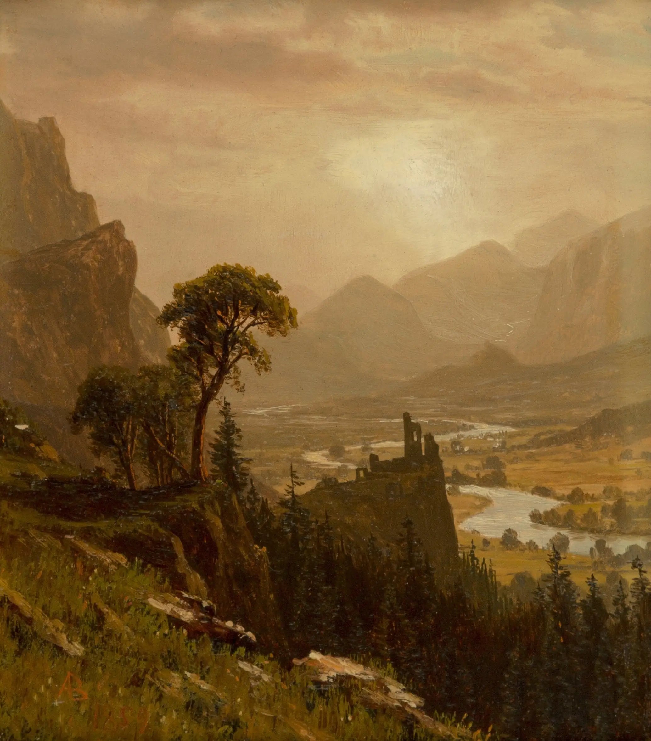 Coucher de soleil sur la montagne - Albert Bierstadt - Alpha Reproduction