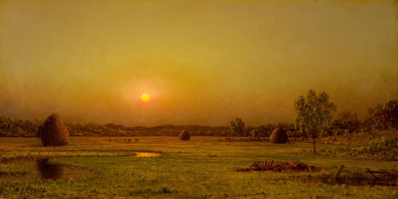 Západ slunce nad bažinami, Newburyport, Massachusetts - Martin Johnson Heade