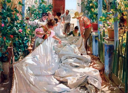 Cousant la voile - Sorolla - Reproductions de tableaux et peintures haut de gamme