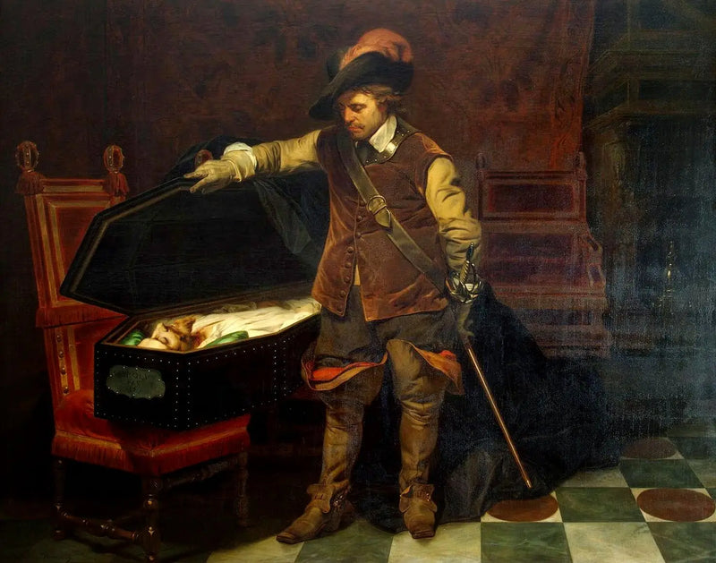 Cromwell před rakví Karla I. - Paul Delaroche