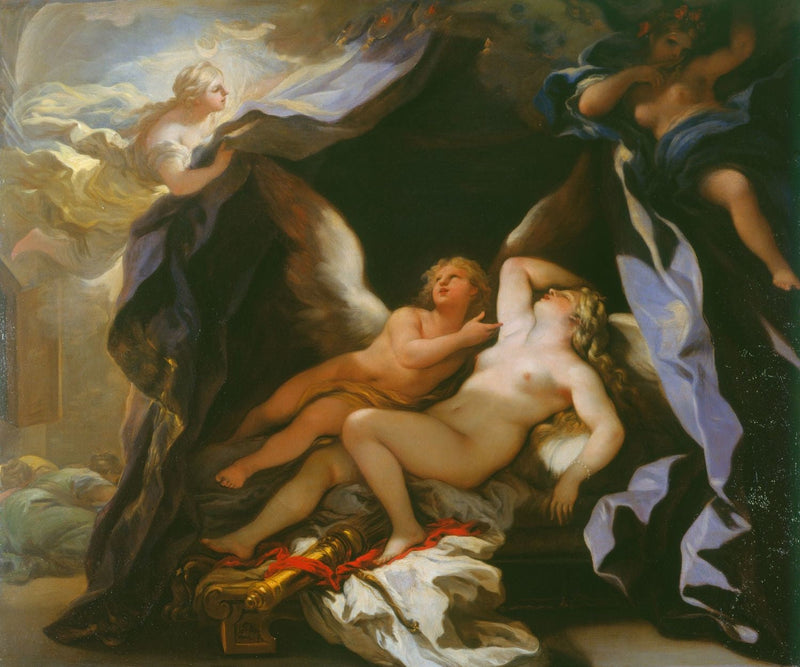 Cupid navštěvuje usnutou Psyché - Luca Giordano
