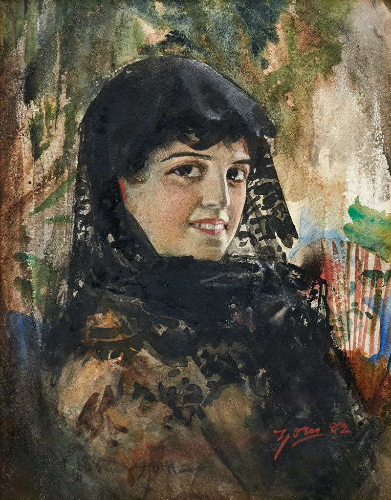 Španělská dáma s černou mantilou - Anders Zorn