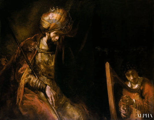 David joue de la harpe devant Saul - Rembrandt van Rijn - Reproductions de tableaux et peintures haut de gamme